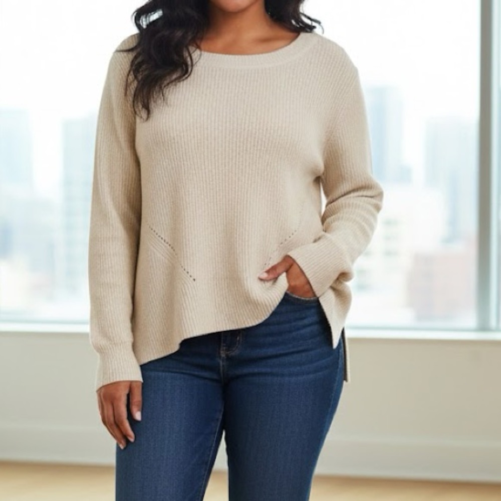 Lane Bryant Cream Stretchy Knit Pullover Sweater 18